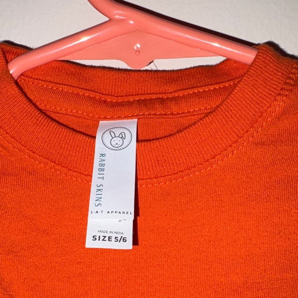 Rabbit Skins Orange Pumpkin T-Shirt Fall Kids Tee Size 5/6 - Picture 2 of 7